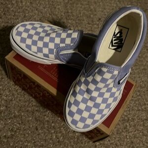 Kids lavender checkboard Vans